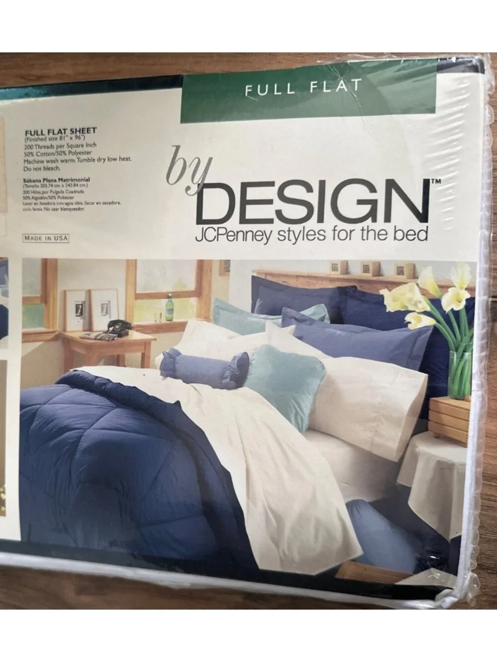 Deadstock Vintage JCPenney Design White Full Flat Sheet 200 TC Percale NOS